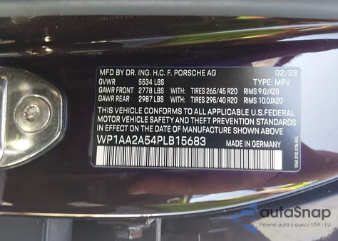 2023 Porsche Macan T z USA, uszkodzony, nr VIN WP1AA2A54PLB15683